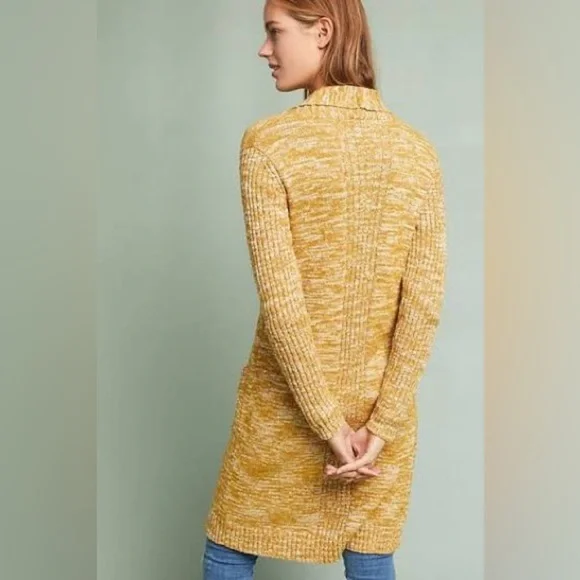 Anthropologie Abigail Marled Duster Cardigan in Yellow size medium - Picture 2 of 5